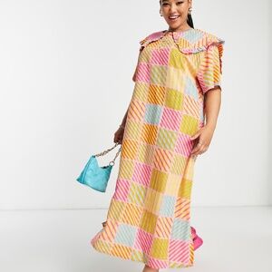 Native Maxi Dress with Pleated Collar